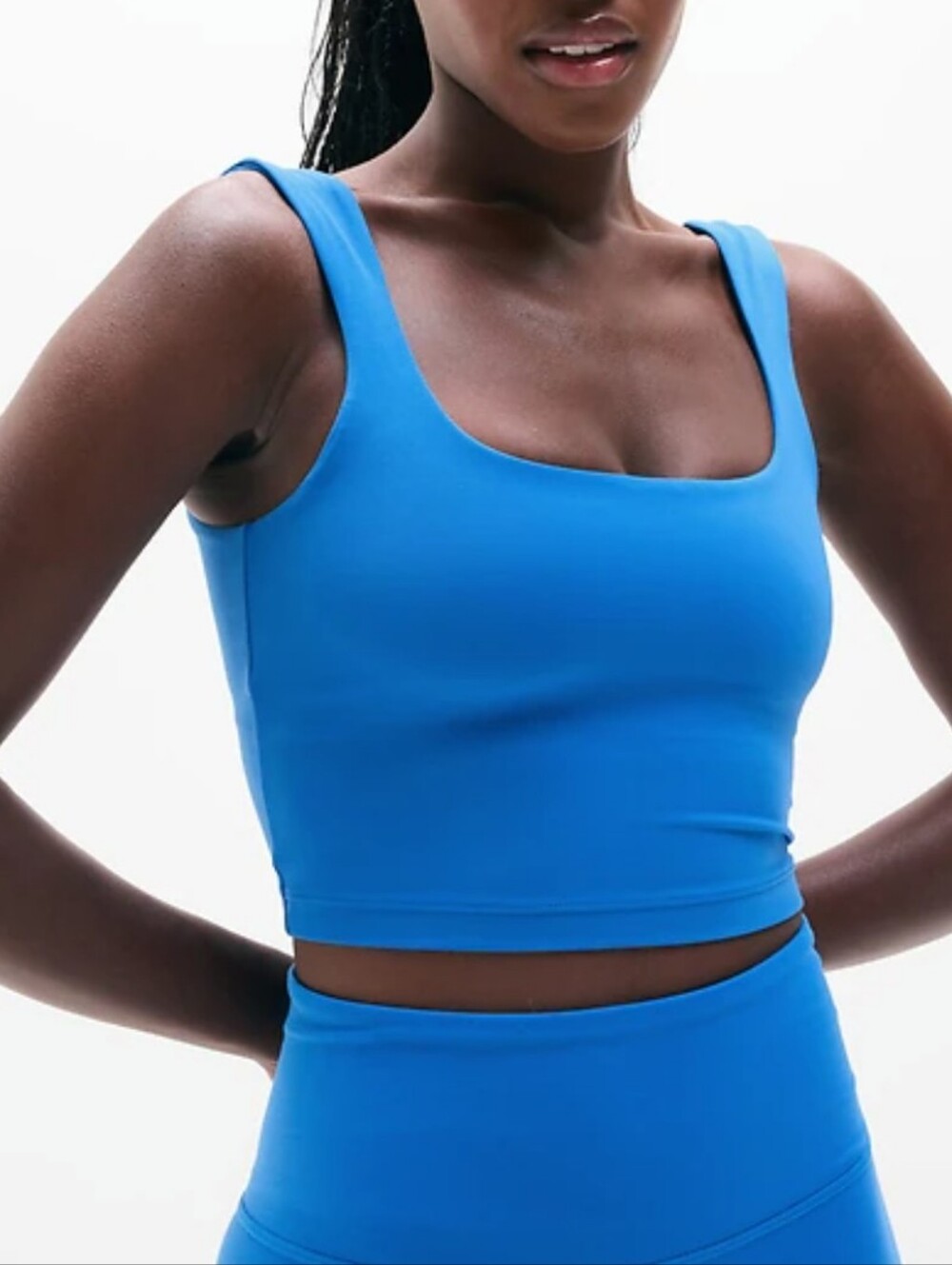 Athleta Transcend Square Neck Crop Bra D-DD? Blue EUC